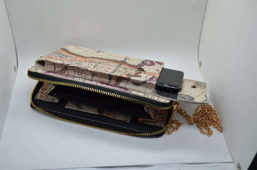 Map printed clutch & mobile pouch